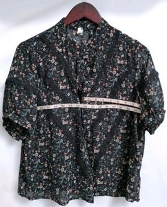 Black Floral Short Sleeve Top (Women)