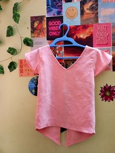 Back Bow V Neck Top