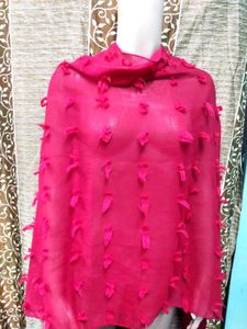Dhamaka Offe Dupatta Stole Red Jhalar georgett