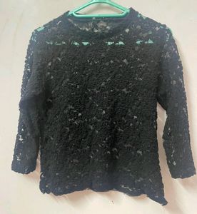 Black Lace Top For Casual Wear