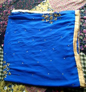 Blue Embellished Dupatta