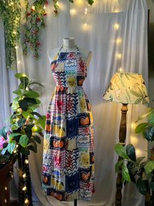 Patchwork Halter Maxi Dress