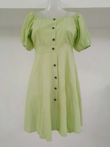 Lime Green Button-Front Short Frock