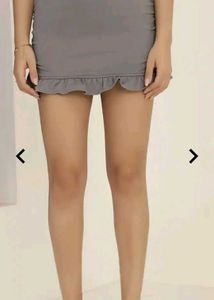 Gray Ruffled Mini Skirt