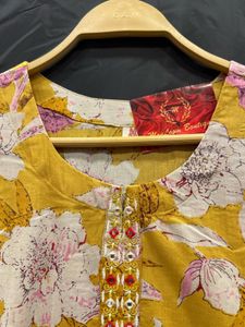 Floral Print Straight Cotton Kurta