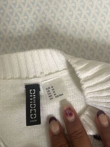 White and Black Checkered Preppy sweater waist top