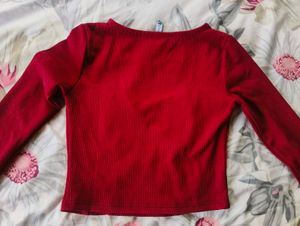 New Me Burgundy Ribbed Crop Top