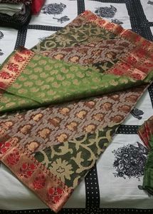 Elegant Two-Tone Sage Green Saree