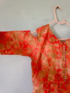 Off Shoulder Ethnic Flared Gown