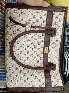 Vintage Tan & Brown Tote Bag