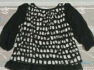 Black &amp; White Brushstroke Tunic Top