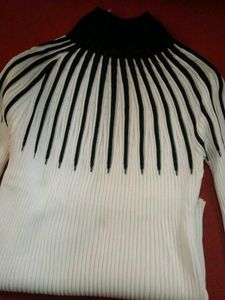 Black &amp; White Ribbed Turtleneck