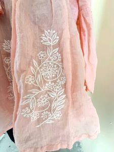 peach Embroidered Tunic Top