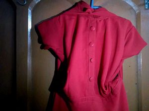 Vintage Red Button-Back Dress