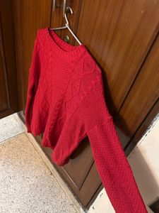 Red Cable Knit Sweater