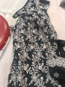 Elegant Black Embroidered Dress Material