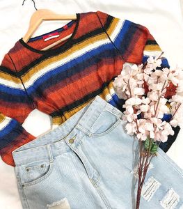 B2G2 🎁 S.Oliver Imported Striped Knit Sweater C