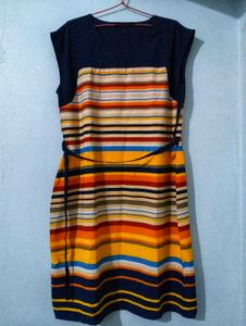 Striped Knee Length Dress, Perfect For Brunch