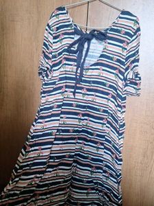 Striped Floral Print Dress