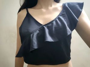 Chimpanzee Ruffle And Cami Black Crop Top