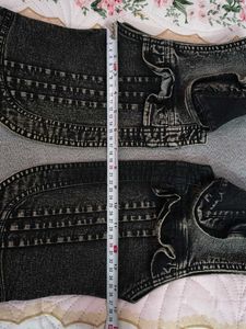 Denim Vest with Ruffle Detail