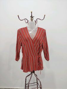 Striped Wrap Blouse