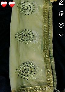 Embroidered Golden Party Wear  Dupatta