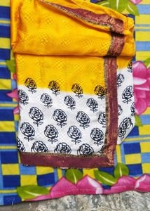 Yellow &amp; White Saree With beautiful design
