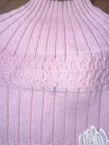 Pink Knit Sweater Lace Sleeves