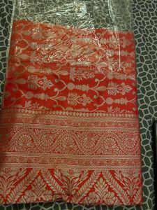 Red Banarasi Dress Material