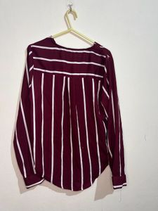 Striped V-Neck Long Sleeve Top