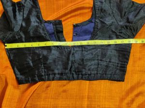 Checkered Saree With Orange Accent