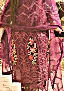 Elegant Maroon Embroidered Suit Set