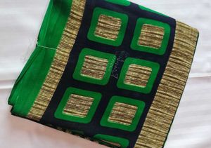 GREEN PATTERNED SAREE 💚💙