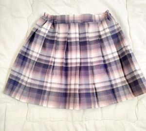 Purple Plaid Pleated Skirt