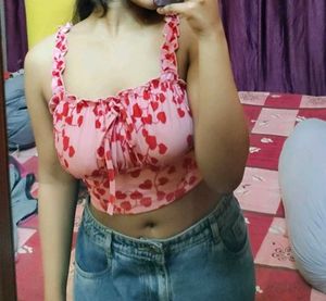 Cute Pink Heart Crop Top