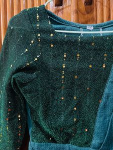 Emerald Green Sequin Party Top