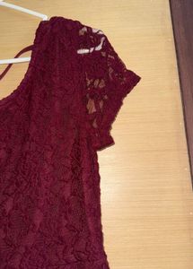 Ginger by lifestyle burgundy lacy Lace Dress Flare