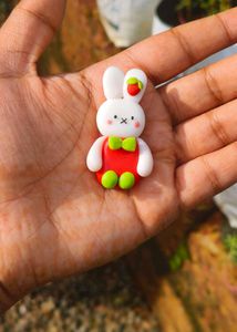 Clay Strawberry Rabbit Charm