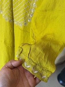 Fluorescent Green Embroidered Kurta