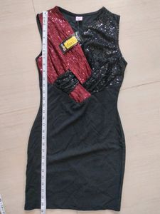 Women Black And Sequence Bodycon Mini Dress