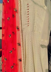 Beautiful Anarkali Gown With Red Dupatta