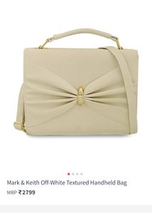 Mark&amp;keit  Off White Textured Handheld Bag