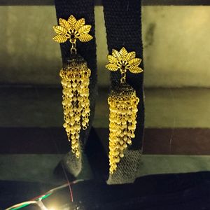 Slanted Leher Long Jhumka Earrings