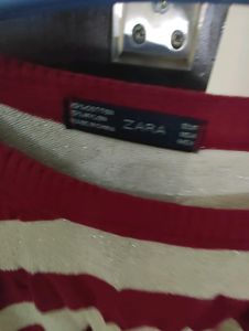 Red And White Striped Casual Top