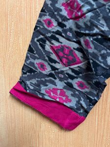Ikat Fusion Kurti - Grey/Pink - Size L