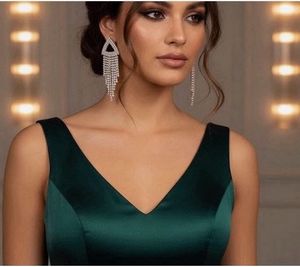 Triangle supar shiny diamond Tassel Earrings