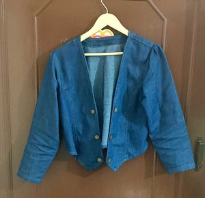 Navy Blue Denim Front Open Jacket..
