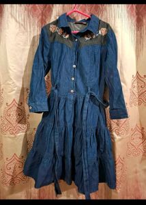 Denim Embroidered Dress