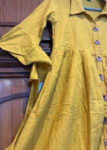 FREE DUPATTA+ Yellow Button-Down Kurta